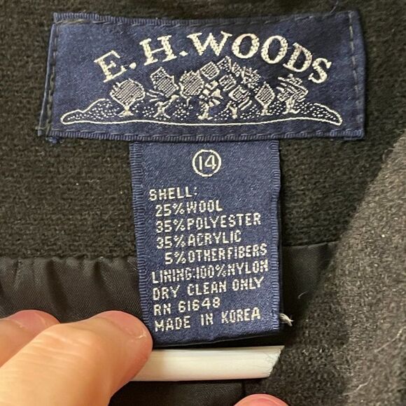 Vintage E.H. Woods Vintage Size 14 Black Wool Blend Blazer Jacket Plus Size - Picture 6 of 10
